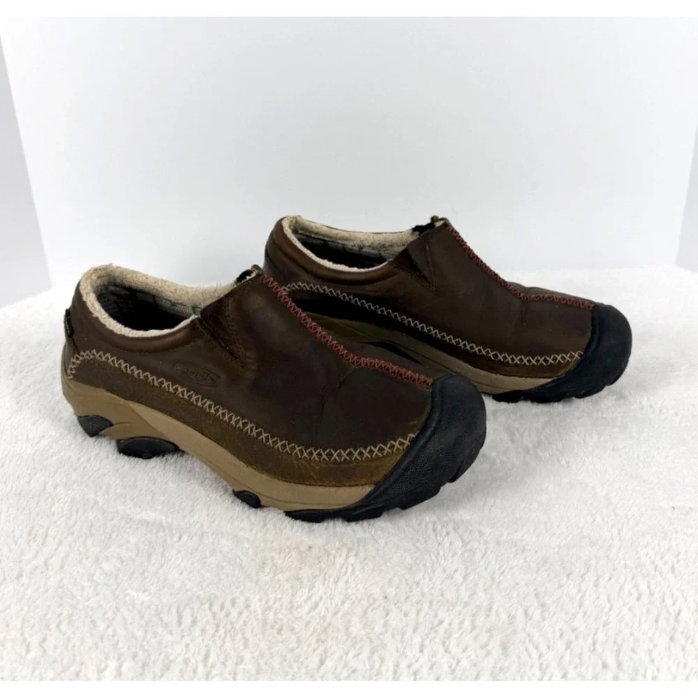 KEEN Hoodoo Leather Slip On Clog Shoes Brown Fleece Lined Men's Size 11